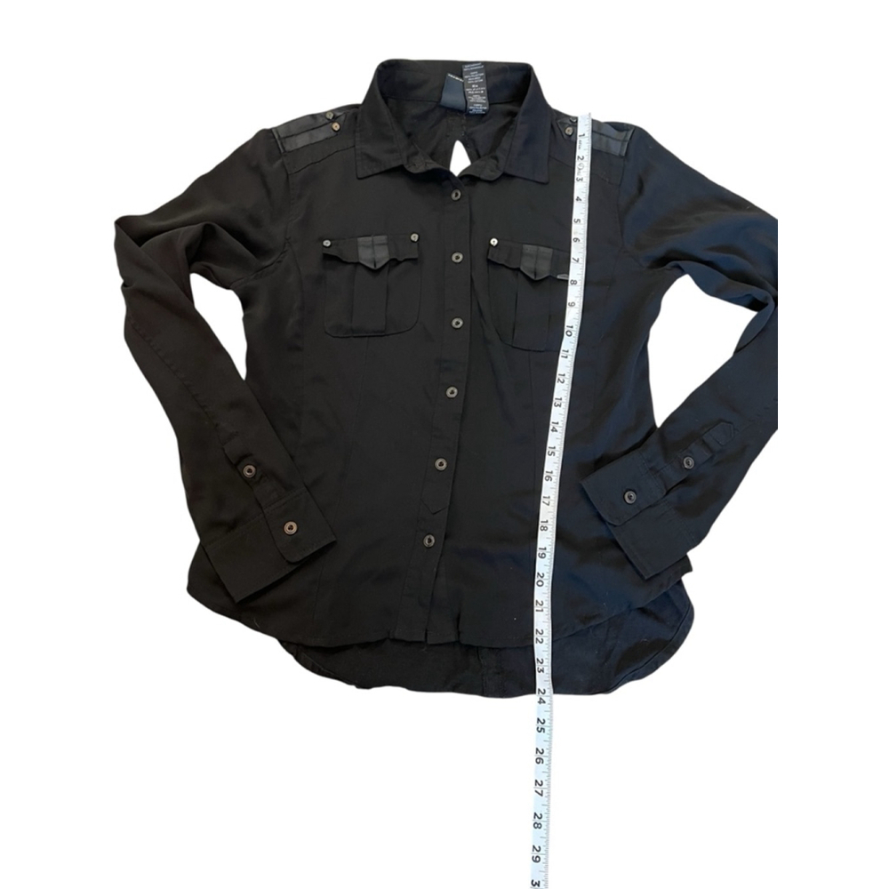 HARLEY DAVIDSON Top Women’s Medium Black Button Up Semi Sheer Shirt M - Picture 6 of 9